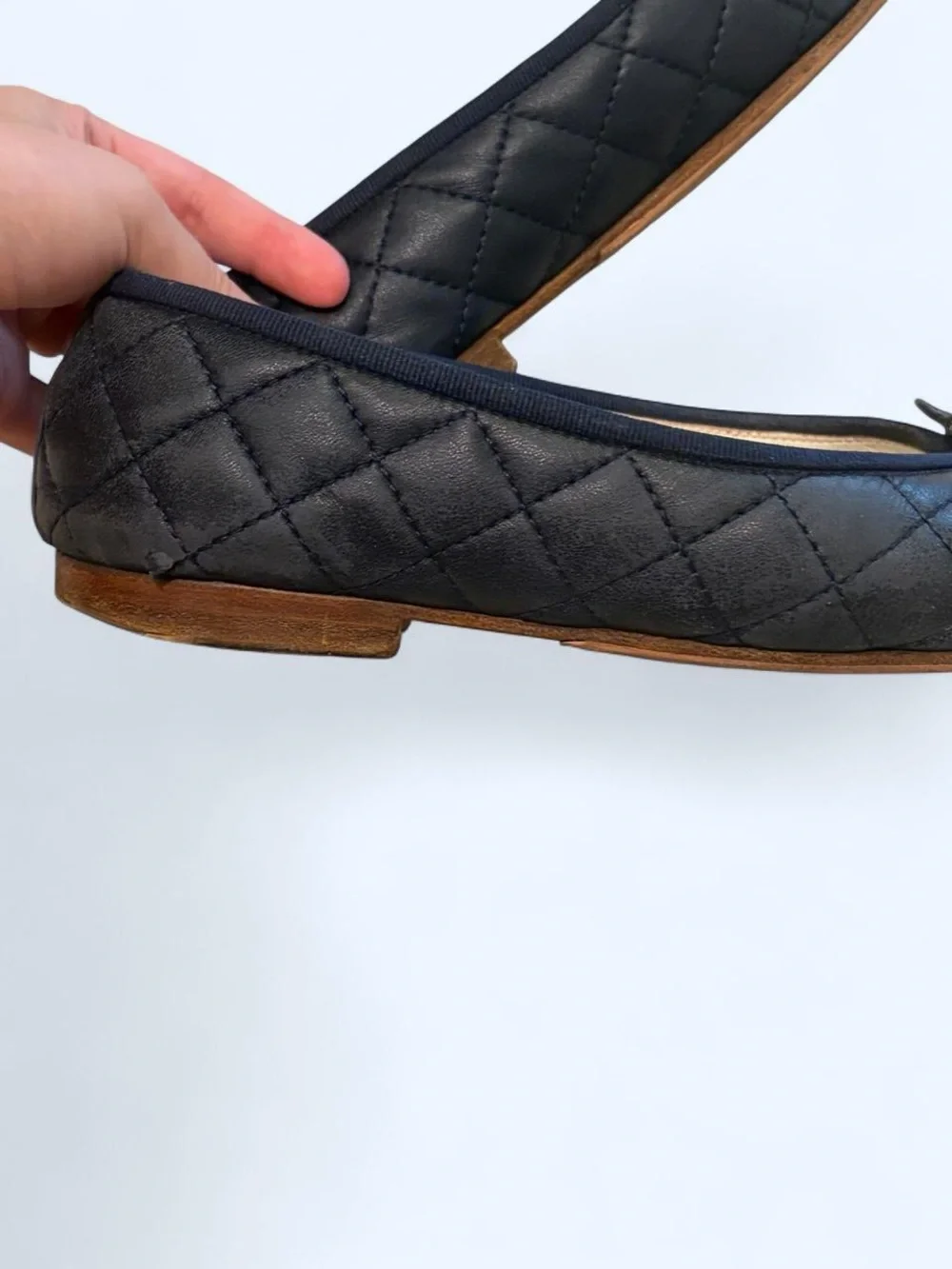Chanel Black Quilted Leather Ballerina Flats